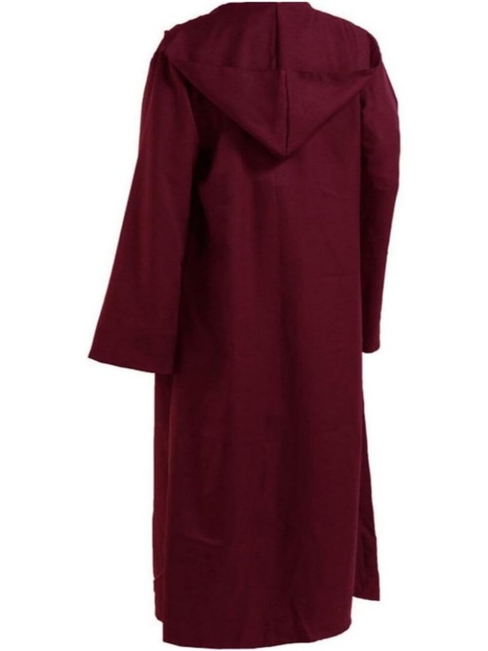 Men's Burgundy Wizard Robe Monk Hood Cape Cosplay Priest Cloak Halloween Costume